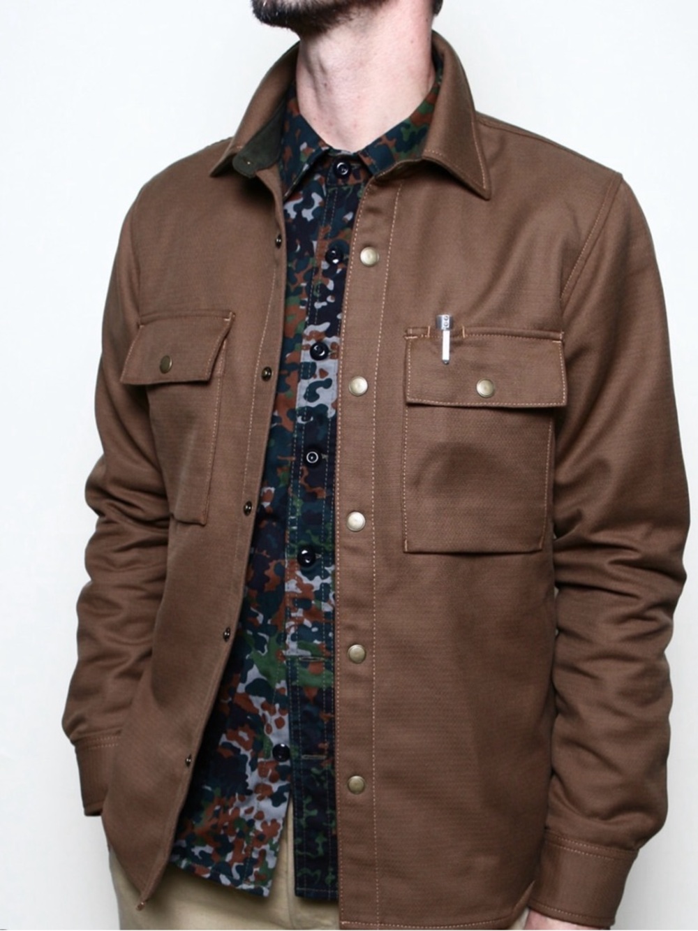 Rogue Territory - Brushed Brown Sateen overshirt